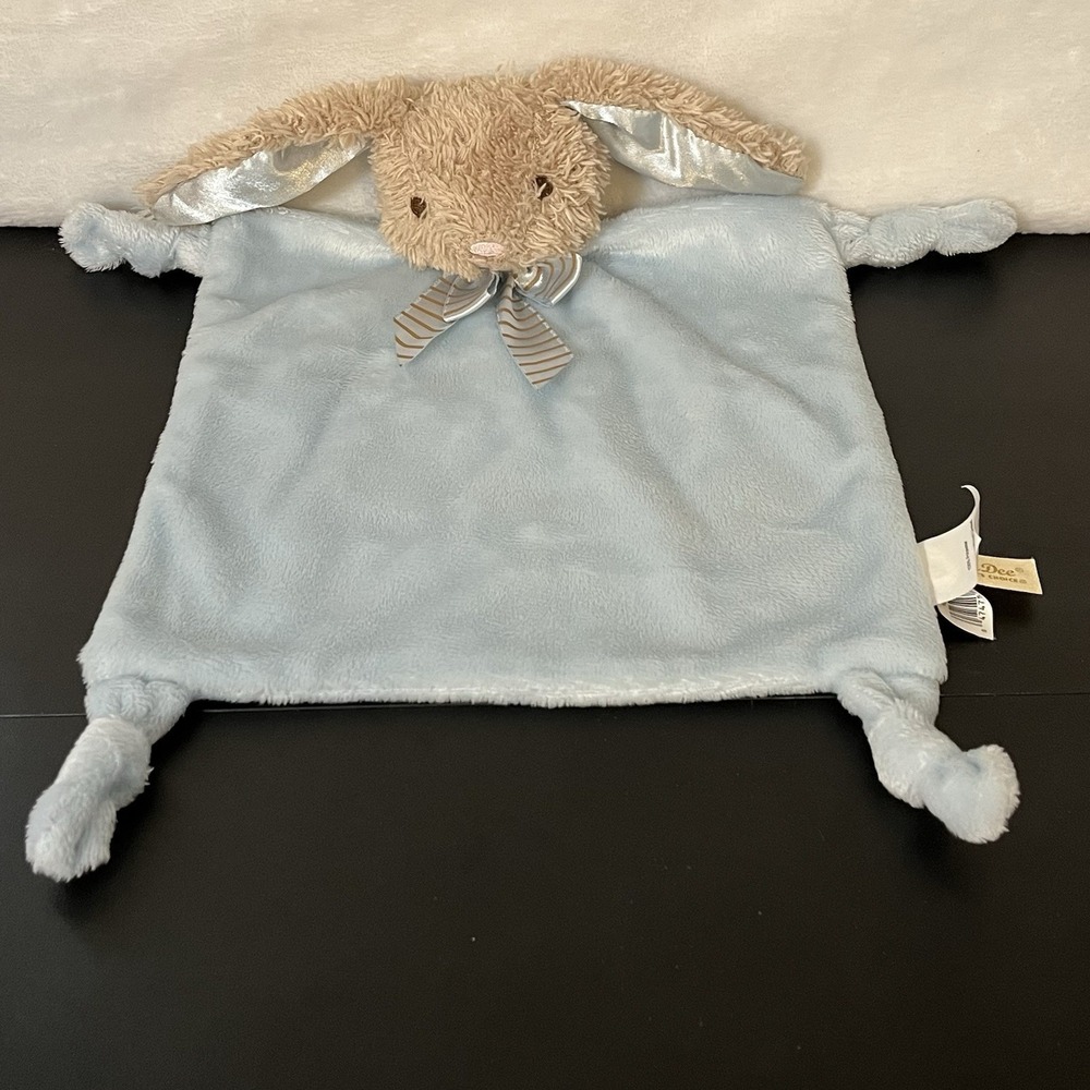 Dan Dee Bunny Rabbit Baby Lovey Blue Security Blanket Rattle Corner Knots 2018